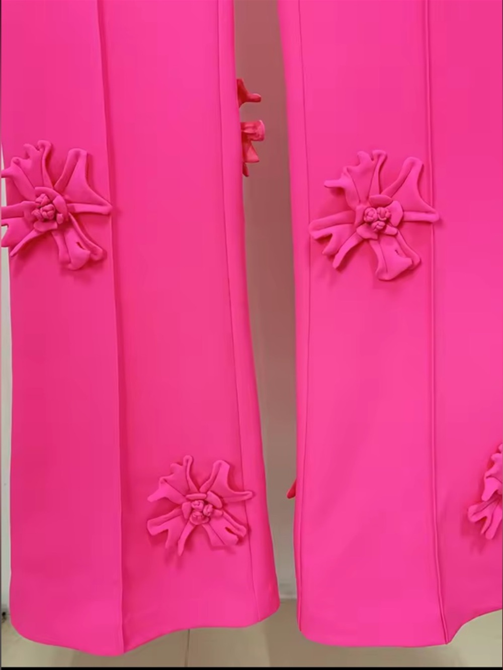 Floral Appliqué Wide-Leg Pants in Hot Pink - Picture 5 of 7